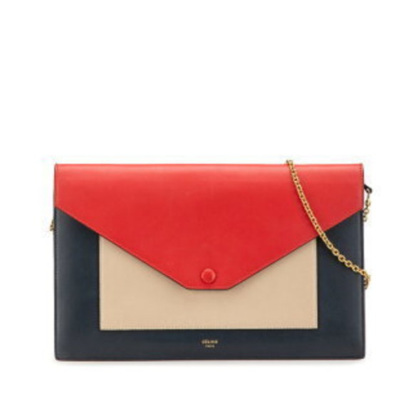 Celine chain Wallet Shoulder Bag black red beige leather - Picture 1 of 8